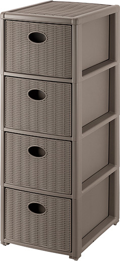 Изображение товара Комод пластиковый El Casa Elegance 4-х секционный / 640543 (серо-коричневый)