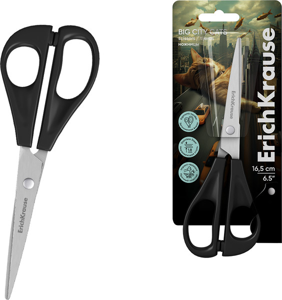 Изображение товара Ножницы канцелярские Erich Krause Big City Cats / 63162 (черный)