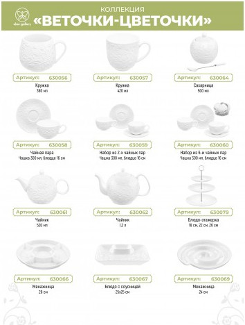 Изображение товара Набор тарелок Elan Gallery Веточки-цветочки / 630125