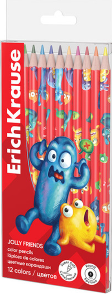 Изображение товара Набор цветных карандашей Erich Krause Jolly Friends / 62931 (12цв)