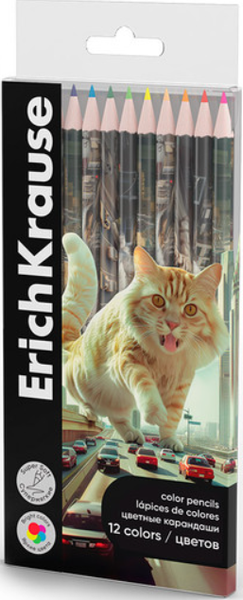 Изображение товара Набор цветных карандашей Erich Krause Big City Cats / 62934 (12цв)