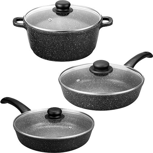 Изображение товара Набор кухонной посуды Elan Gallery Гармония вкуса / 120245+3 (черный мрамор)