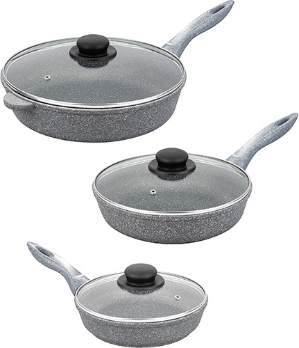 Изображение товара Набор сковородок Elan Gallery Гармония вкуса / 120577+3 (серый мрамор)