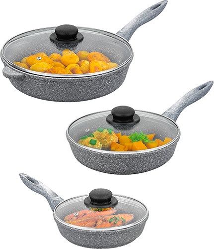 Изображение товара Набор сковородок Elan Gallery Гармония вкуса / 120577+3 (серый мрамор)
