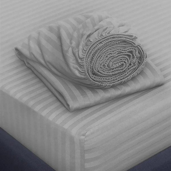 Изображение товара Простыня Samsara На резинке Сат180Пр-0 (страйп-сатин, серый)