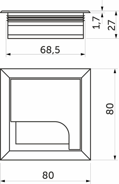Изображение товара Пропуск для кабеля AKS 80х80мм (черный)