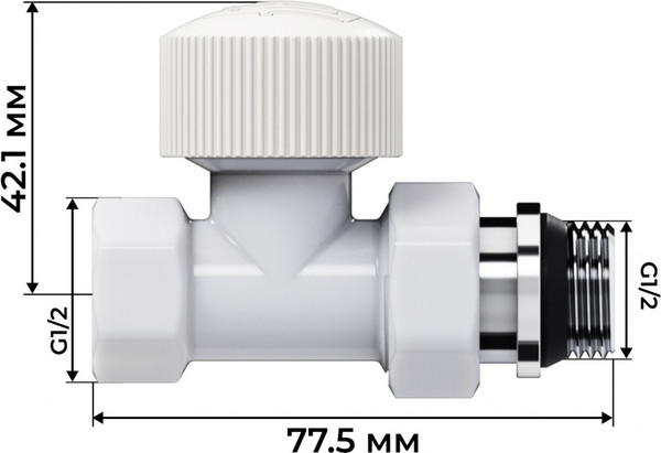 Изображение товара Монтажный комплект для радиатора Royal Thermo Design Прямой 1/2"М30х1.5 / RATVDP11212WH (белый)