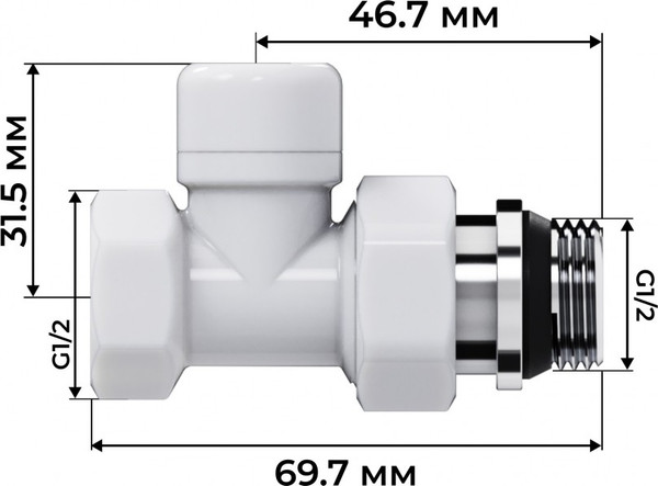Изображение товара Монтажный комплект для радиатора Royal Thermo Design Прямой 1/2"М30х1.5 / RATVDP11212WH (белый)
