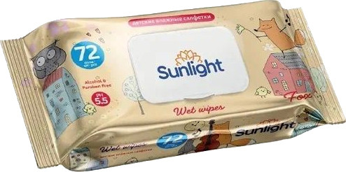 Изображение товара Влажные салфетки детские Sunlight Лиса (72шт)