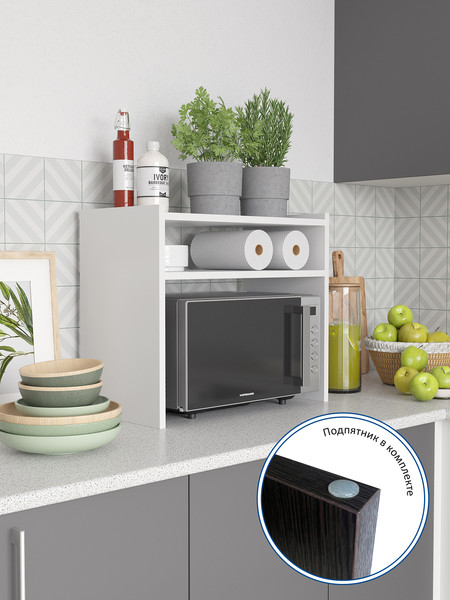 Изображение товара Полка Горизонт Мебель Асти под микроволновку (белый)