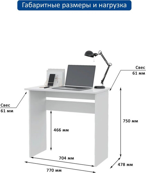 Изображение товара Письменный стол Горизонт Мебель Асти 1 New (белый)