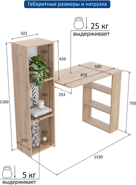 Изображение товара Письменный стол Горизонт Мебель Асти 4 New (дуб золотой крафт)