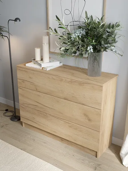 Изображение товара Комод Горизонт Мебель Нео 1050 3 ящика (дуб золотой крафт)