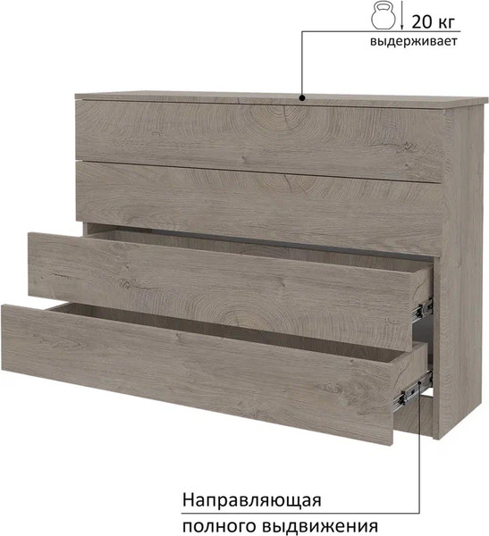 Изображение товара Комод Горизонт Мебель Нео 1050 4 ящика (дуб эндгрейн)