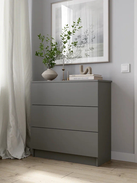 Изображение товара Комод Горизонт Мебель Нео 760 3 ящика (серый графит)