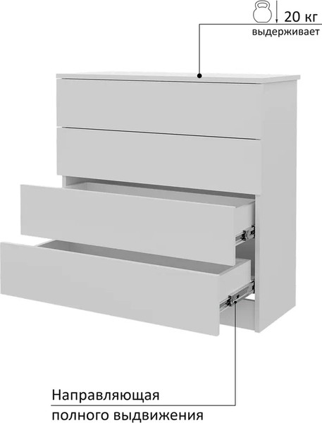 Изображение товара Комод Горизонт Мебель Нео 760 4 ящика (белый)