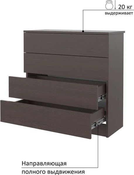 Изображение товара Комод Горизонт Мебель Нео 760 4 ящика (венге)