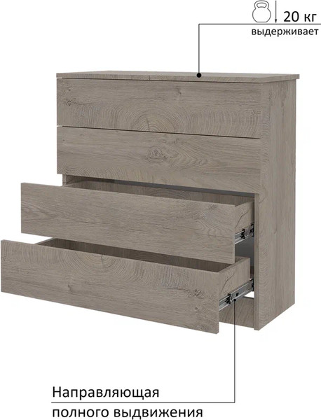 Изображение товара Комод Горизонт Мебель Нео 760 4 ящика (дуб эндгрейн)