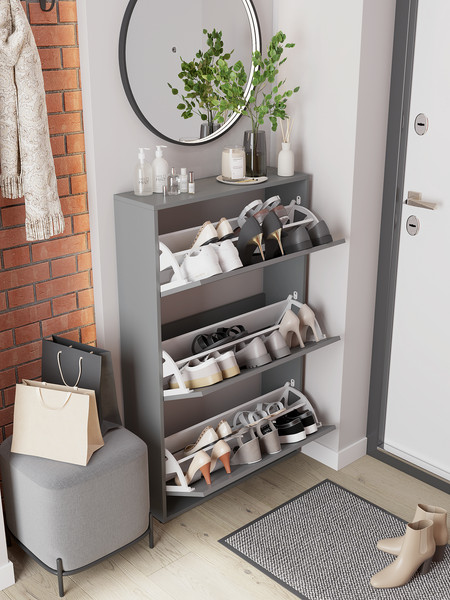 Изображение товара Тумба для обуви Горизонт Мебель Трио (графит)