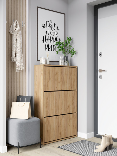 Изображение товара Тумба для обуви Горизонт Мебель Трио (дуб золотой крафт)