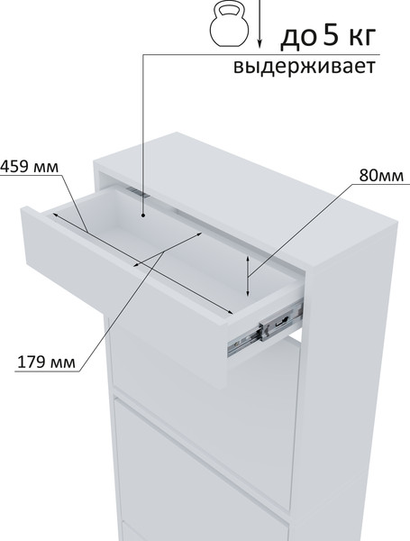 Изображение товара Тумба для обуви Горизонт Мебель Трио с ящиком (белый)