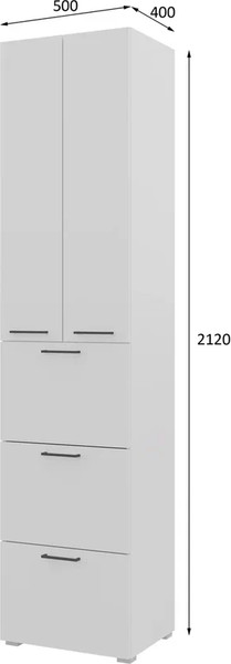 Изображение товара Шкаф-пенал Горизонт Мебель Бонн 500 3 ящика (белый)