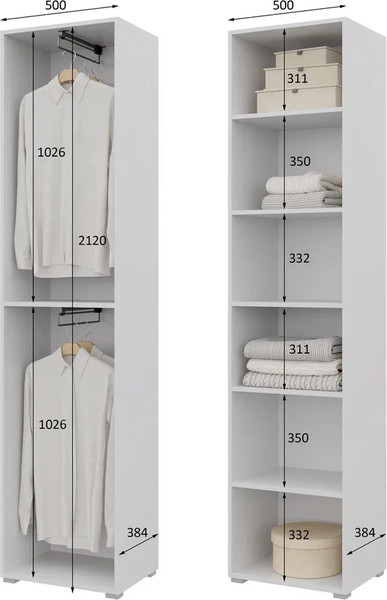 Изображение товара Шкаф-пенал Горизонт Мебель Бонн 500 (белый)