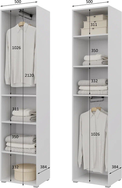 Изображение товара Шкаф-пенал Горизонт Мебель Бонн 500 (белый)