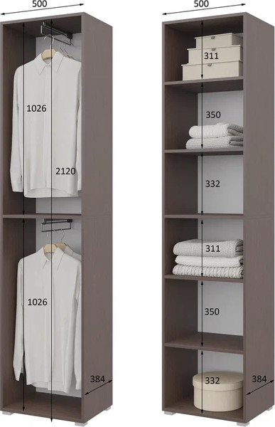 Изображение товара Шкаф-пенал Горизонт Мебель Бонн 500 (венге)