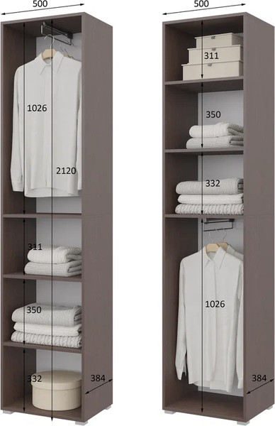 Изображение товара Шкаф-пенал Горизонт Мебель Бонн 500 (венге)