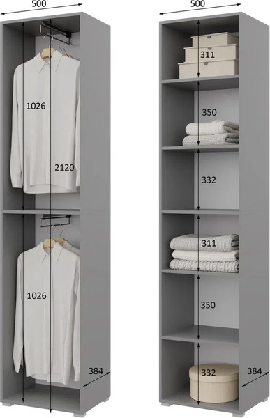 Изображение товара Шкаф-пенал Горизонт Мебель Бонн 500 (серый графит)