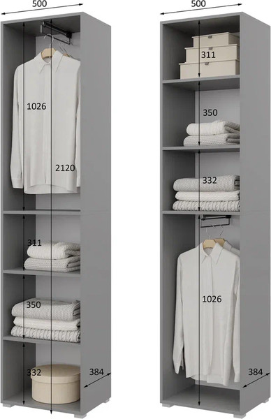 Изображение товара Шкаф-пенал Горизонт Мебель Бонн 500 (серый графит)