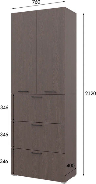 Изображение товара Шкаф Горизонт Мебель Бонн 760 3 ящика (венге)