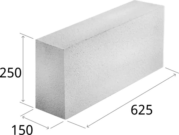 Изображение товара Блок газосиликатный Забудова 625х150х250мм D500 до 10% бой