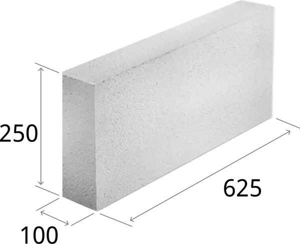 Изображение товара Блок газосиликатный Забудова 625х100х250мм D500 до 10% бой