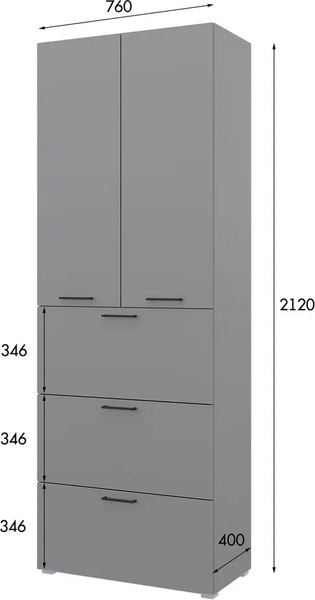 Изображение товара Шкаф Горизонт Мебель Бонн 760 3 ящика (серый графит)