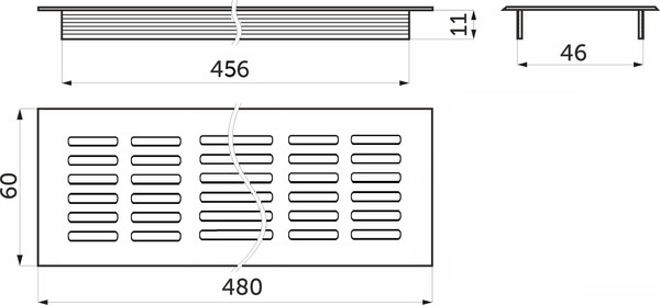 Изображение товара Решетка вентиляционная AKS 480х60 (алюминий, черный)
