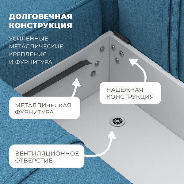 Изображение товара Диван угловой Лига Диванов Лига-079 левый / 129814L (рогожка амур 10 голубой)