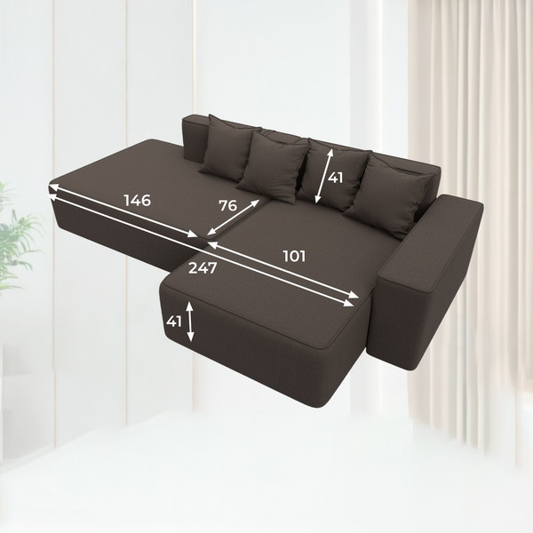 Изображение товара Диван угловой Лига Диванов Лига-079 правый / 129812  (рогожка амур 05 коричневый)