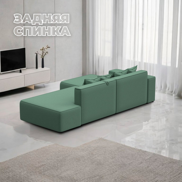 Изображение товара Диван угловой Лига Диванов Лига-079 правый / 129815 (рогожка амур 11 зеленый)