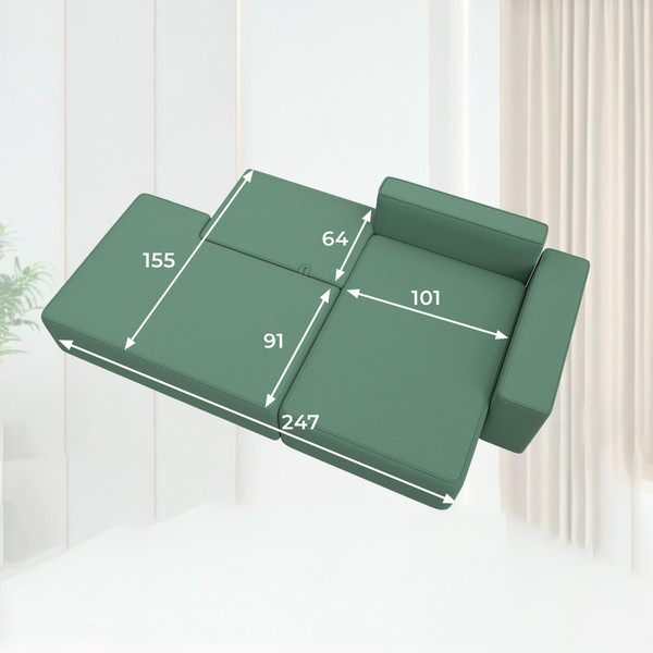 Изображение товара Диван угловой Лига Диванов Лига-079 правый / 129815 (рогожка амур 11 зеленый)