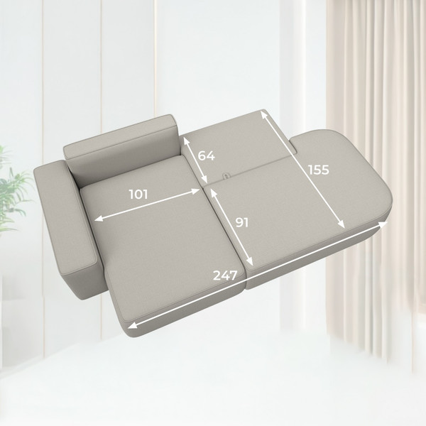 Изображение товара Диван угловой Лига Диванов Лига-065 левый / 129797L (рогожка амур 02 бежевый)