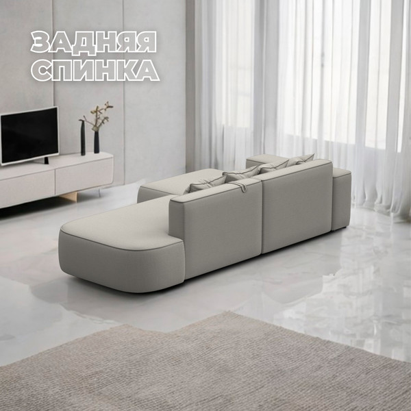 Изображение товара Диван угловой Лига Диванов Лига-065 левый / 129797L (рогожка амур 02 бежевый)