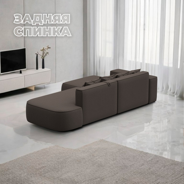 Изображение товара Диван угловой Лига Диванов Лига-065 левый / 129798L (рогожка амур 05 коричневый)