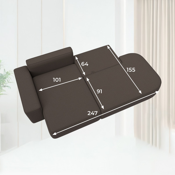 Изображение товара Диван угловой Лига Диванов Лига-065 левый / 129798L (рогожка амур 05 коричневый)