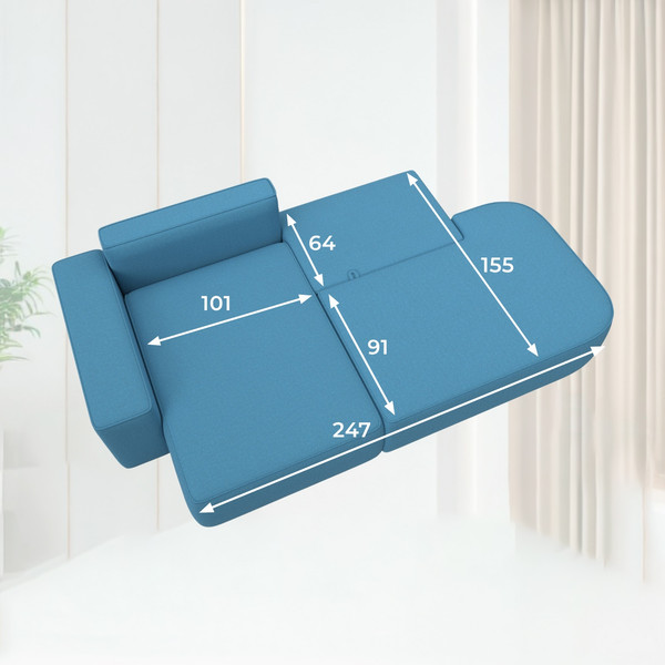 Изображение товара Диван угловой Лига Диванов Лига-065 левый / 129800L (рогожка амур 10 голубой)