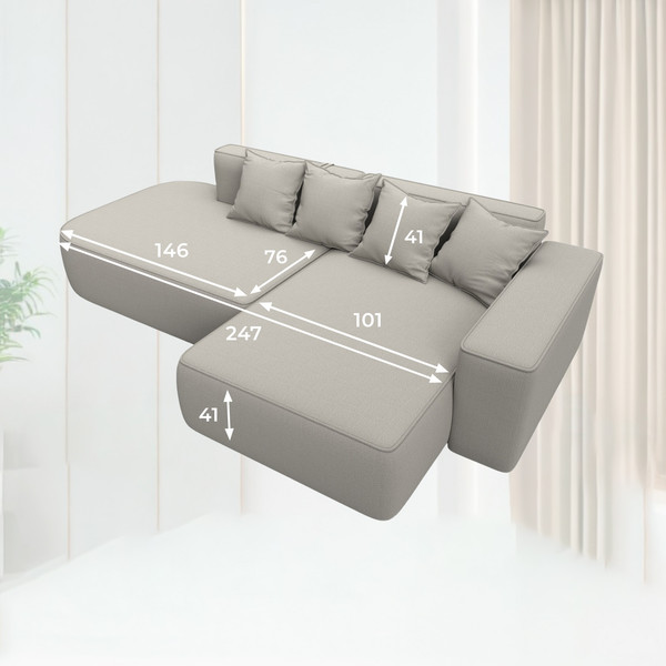 Изображение товара Диван угловой Лига Диванов Лига-065 правый / 129797 (рогожка Амур 02 бежевый)