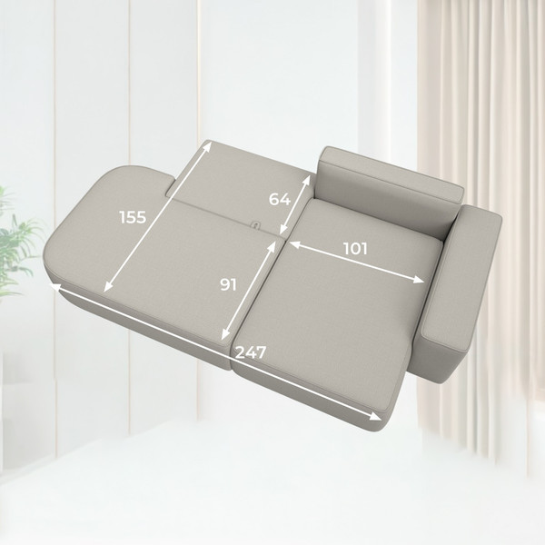 Изображение товара Диван угловой Лига Диванов Лига-065 правый / 129797 (рогожка Амур 02 бежевый)