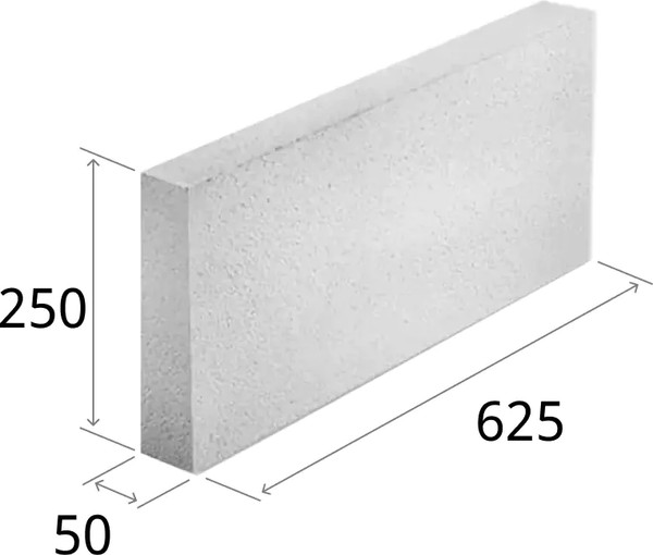 Изображение товара Блок газосиликатный Забудова 625х50х250мм D500 до 10% бой