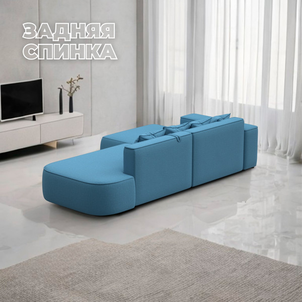 Изображение товара Диван угловой Лига Диванов Лига-065 правый / 129800 (рогожка амур 10 голубой)